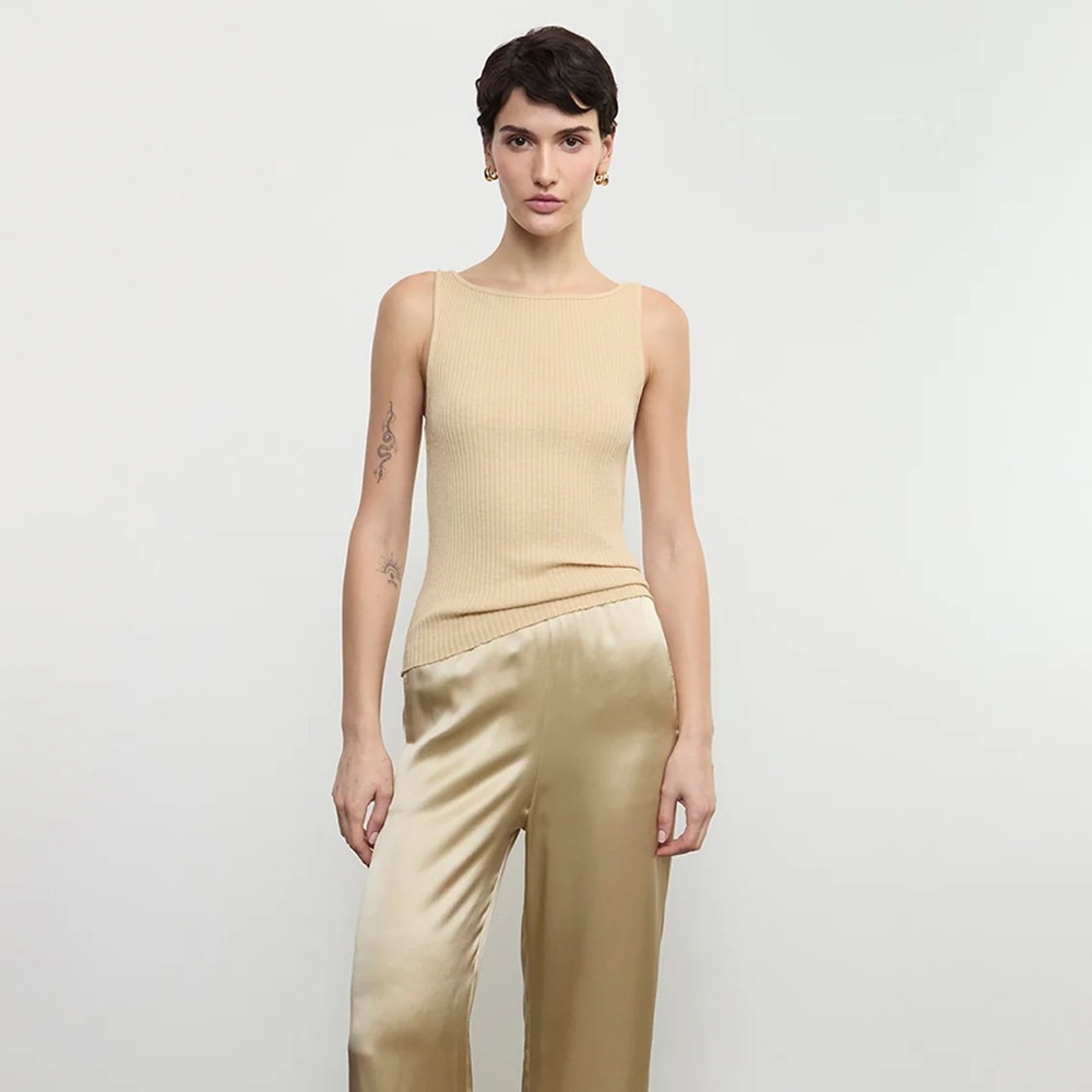enza costa Military Rib Boatneck Tank Blonde